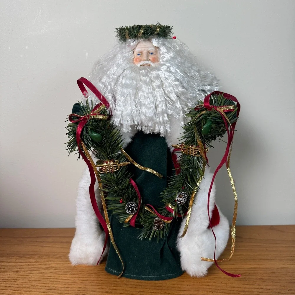 Midwest Importers Vintage Santa Claus‎ Figure 12 Inch Red Velvet Green Robe Box